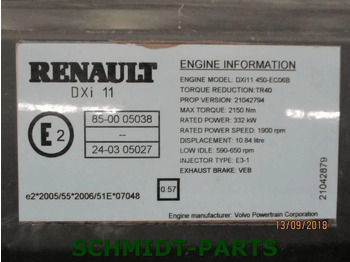 Moteur pour Camion Renault 21042794 // 7421179092 // DXI 11 450-EC06B RENAULT PREMUIM 450 DXI EURO 5: photos 5